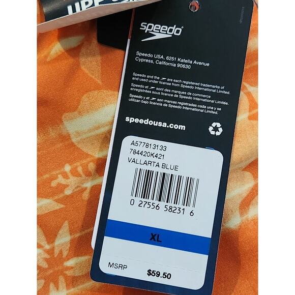 Speedo Swim Trunks Men's Sz XL Colorblock Hawaiian Design Mesh Lined Stretch NWT - Picture 7 of 8